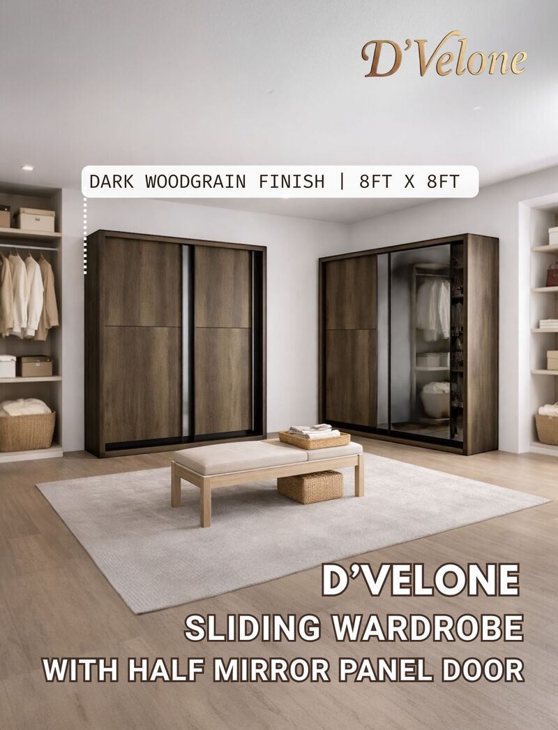 SLIDING WARDROBE WITH HALF MIRROR PANEL DOOR