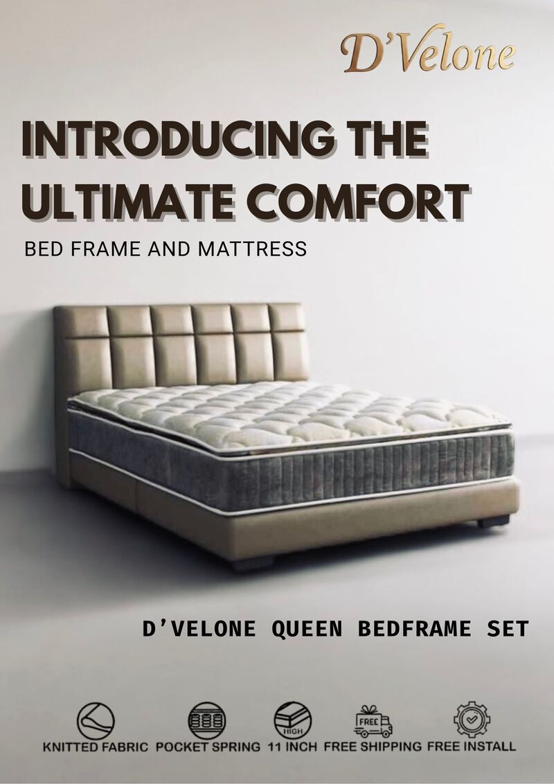 QUEEN BED FRAME AND MATTRESS SET 